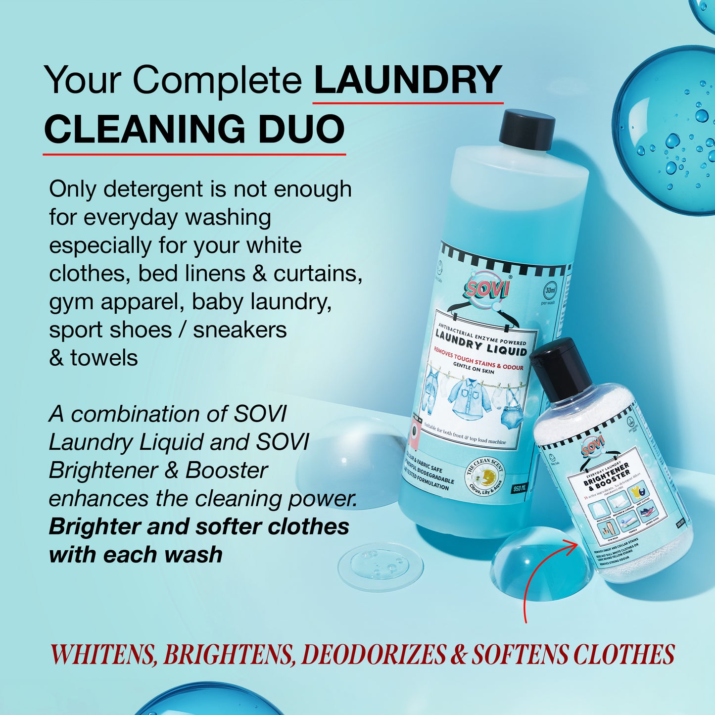 SOVI® Liquid Laundry Detergent, Citrus, Lily & Aqua, 2L