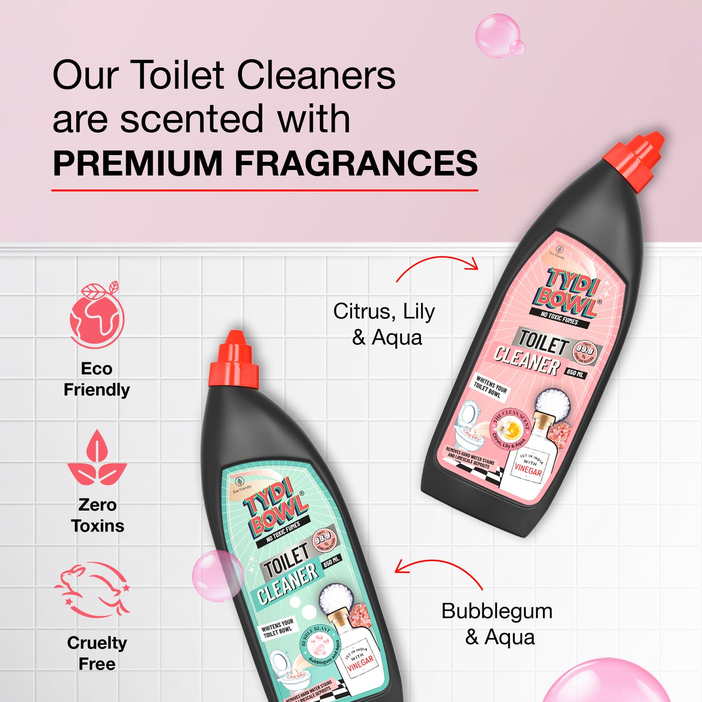 TYDI BOWL® Toilet Bowl Cleaner Liquid, Citrus, Lilly & Aqua, 650 ml