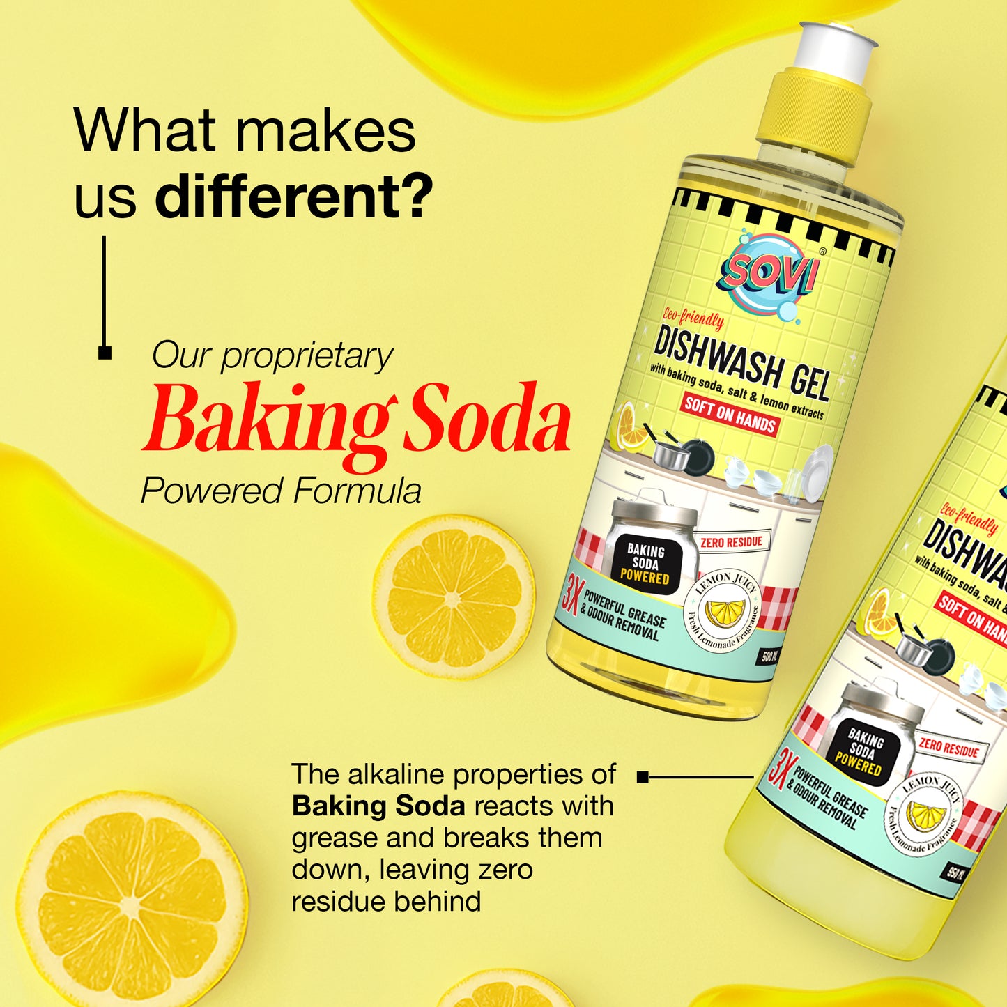 SOVI® Dishwash Liquid, Lemon Juicy, 500 ml