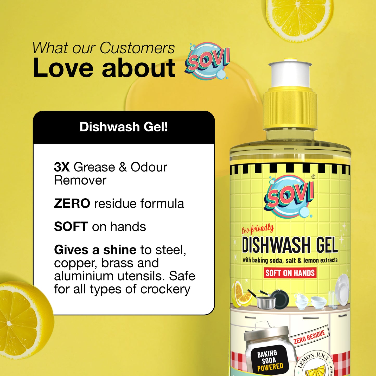 SOVI® Dishwash Liquid, Lemon Juicy, 500 ml