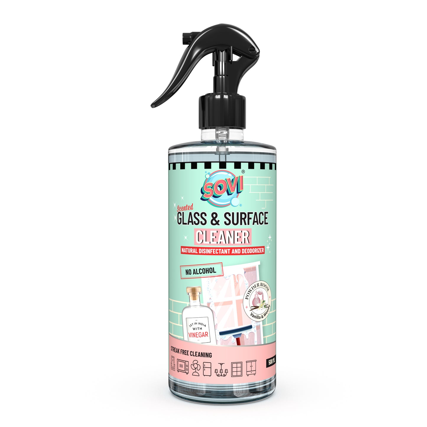 SOVI® Glass Cleaner, Vanilla Fragrance, 500 ml