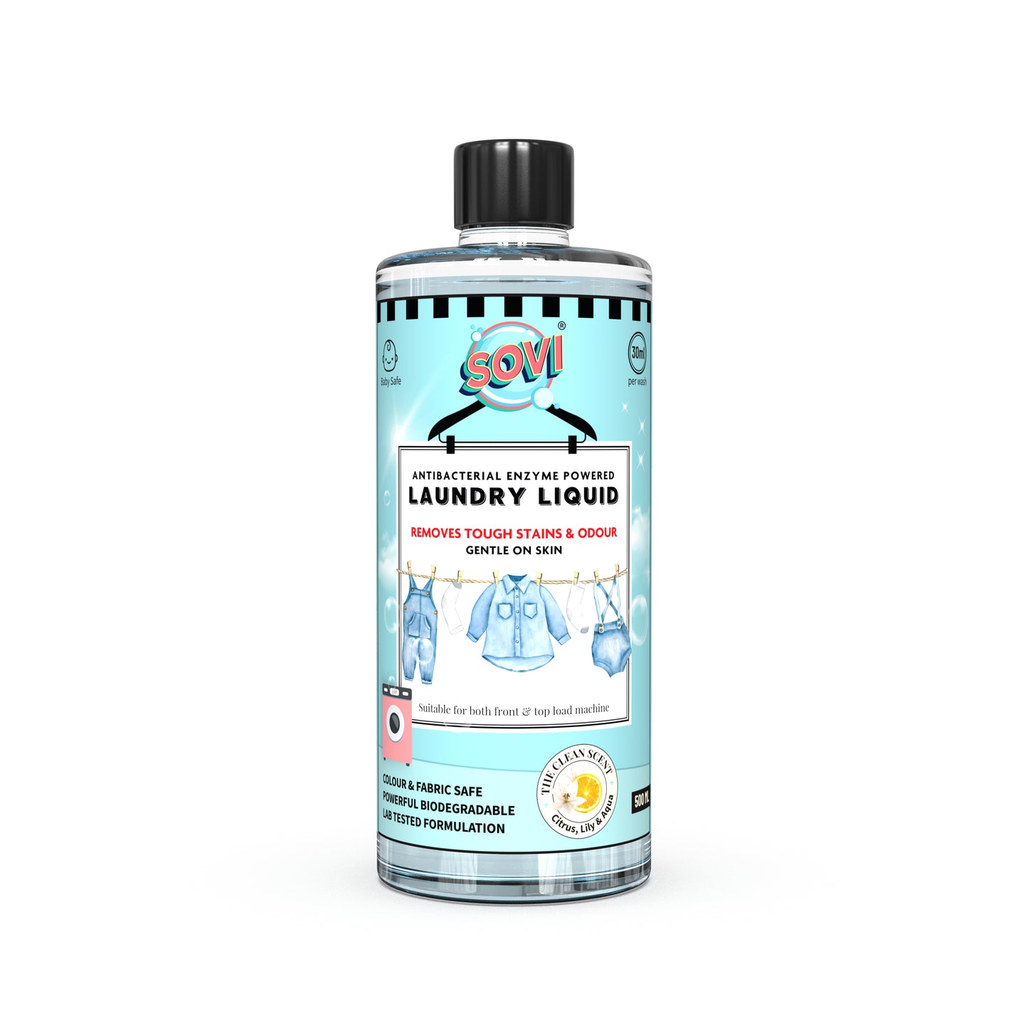 SOVI® Liquid Laundry Detergent, Citrus, Lily & Aqua, 500 ml